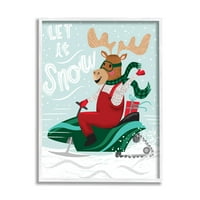 Legyen it it Snow Moose szán ünnepi grafikus fehér keretes művészeti nyomtatási fal művészet