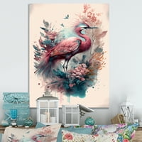 Designart Aranyos Heron Floral Art VII Canvas Wall Art