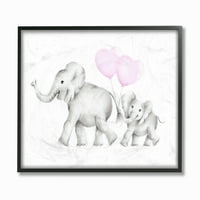 Stupell Industries Mama és Baby Elefántok Grafikus Art Fekete Keretes Art Print Wall Art, 24x30