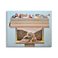 A Stupell Indprides mókus alvó zsúfolt madáretető vicces hátsó udvari állatok, 16, tervezés: © rt