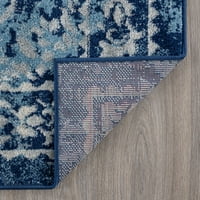 Átmeneti terület szőnyeg damaszt kék, krém beltéri téglalap könnyen tisztítható