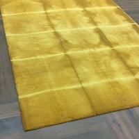 Kézzel készített Shibori stílusú 5 '8' láb téglalap alakú gyapjú terület szőnyeg - pamut késő háttér - Beltéri szőnyeg, arany