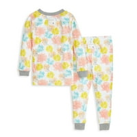 Burt's Bees Baby Organic kislány és kisgyermek lány szorosan illeszkedik organikus pamut hosszú ujjú pizsamák, két készlet