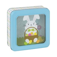 Húsvéti négyzet alakú ablak ón, 1 kt, dekoratív BO nyúl grafikával, élelmiszer -tároló tartályok