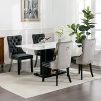 Aukfa csúcskategóriás kárpitozott étkezőszékek 2, modern, tufed, szilárd fa oldalsó szék, körömfej díszítéssel - fekete szürke