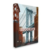 Stupell Industries Réteges Brooklyn -híd építészet Városi táj utazási grafikus galéria csomagolt vászon nyomtatott fali művészet,