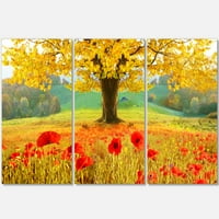 Designart 'Gyönyörű őszi sárga fa' virág vászon művészeti nyomtatás