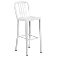 Flash bútorok Tristan Commercial Grade 30 kerek fehér fém Beltéri-Kültéri bár asztal szett függőleges léc hátsó széklet