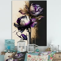 Designart Puple Peony Virág absztrakt festék v Canvas Wall Art