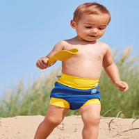 Splash About Unis Baby Boldog pelenkás duószövet úszó pelenka sötétkék sárga, 6- hónap