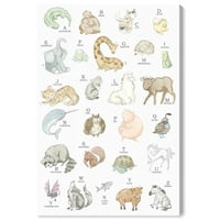 Wynwood Studio 'Baby Alphabet' állatok fal art vászon nyomtatás - fehér, barna, 16 24
