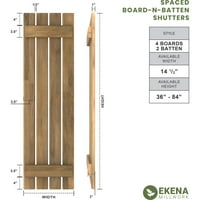 Ekena Millwork 1 2 W 38 H Americraft Négy tábla külső, valódi fa távolságra helyezett tábla-N-Batten redőnyök, Viridian Green