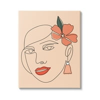 Stupell Industries Absztrakt Line Doodle Woman rúzs virágvirág grafikus galéria csomagolt vászon nyomtatott fali művészet, Hey