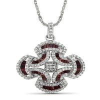 Carat T.W. Piros és fehér gyémánt sterling ezüst medál