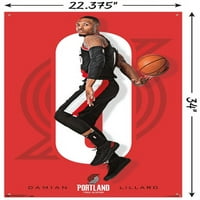 Portland Trail Blazers-Damian Lillard fali poszter Push csapokkal, 22.375 34