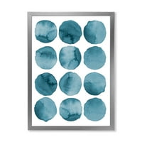 Designart 'Blue Aquamarine Circles geometriai elemek' Modern keretes művészeti nyomtatás