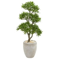 Szinte természetes 43 ”bonsai stílusú podocarpus mesterséges fa homokkő ültetvényen
