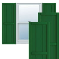 Ekena Millwork 1 8 W 77 H True Fit PVC, Három tábla keretezett tábla-N-Batten redőnyök, Viridian Green