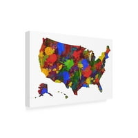 Marlene Watson 'USA Map 7' Canvas Art