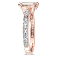 Miabella női karátos nyolcszögletű morganit karátos gyémánt 10KT rózsa arany eljegyzési gyűrű