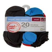 Wonder Nation Boys Nincs show zokni, 20 csomag, méret S -L