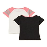 Rózsaszín bársony lányok nyakkendő és divat hüvely grafikus pólók, 2-csomag, méret 4-16