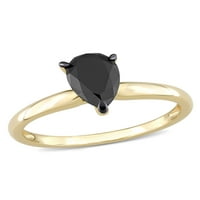 Carat T.W. Fekete gyémánt 14 kt sárga arany könnycsepp fekete ródiummal borított pasziánsz eljegyzési gyűrű