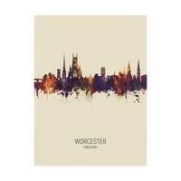 Védjegy Szépművészet 'Worcester Anglia Skyline Portré III' vászon művészete, Michael Tombsett