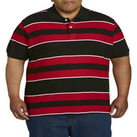 Férfi fonalfesték pique csíkos póló, akár 7xl méretű