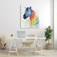 Stupell Industries Speckled Paint Drip Rainbow Zebra csíkos minta vászon fali művészet, 48, Design by olga shvartsur