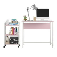 Mainstays Bryant íróasztal gördülő kosárral, világos rózsaszín fehér