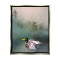 Stupell tőkés kacsa úszó erdei tó állatok és rovarok fényképezés szürke úszó keretes művészeti nyomtatott fali művészet