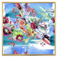 Vadvirágok és élénk vad tavaszi levelek xiii keretes festmény vászon art nyomtatás