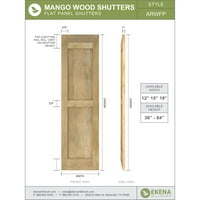 Ekena Millwork 18 W 38 H Americraft Két egyenlő sík panel külső valódi fa redőnyök, Shadow Mountain