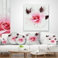 Designart akvarell rózsa barna rügyekkel - virágos párna - 12x20