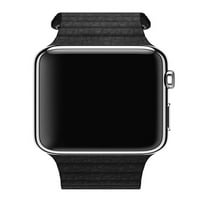 Apple Watch rozsdamentes acél tok fekete bőr zenekarral