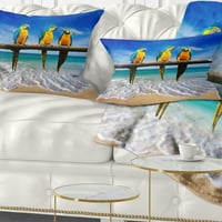 Designart Blue Gold Ara ara a tengerparton - SeaShore Photo Dobing Párna - 12x20
