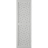 Ekena Millwork 18 W 25 H True Fit PVC Két panel Chevron modern stílusú rögzített redőnyök, Hailstorm szürke