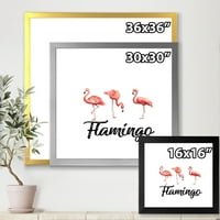 Designart 'Három flamingó a fehér' parasztház keretes művészeti nyomtatás