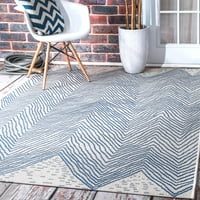 Nuloom Wavy Chevron beltéri kültéri szőnyeg, 6 ', kék