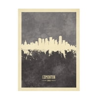 Michael Tombsett 'Edmonton Canada Skyline Grey' Canvas Art