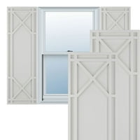 Ekena Millwork 15 W 45 h True Fit PVC bungaló rögzített szerelhető redőnyök, Jégeső szürke