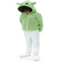 Baby Yoda baba és kisgyermek fiú Sherpa cosplay kapucnis, méretek 12m-5t