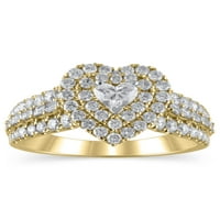 1- Carat T.W. Ragyogó finom ékszerek szívvágó gyémánt eljegyzési gyűrű 10 kt sárga aranyban, 9. méret