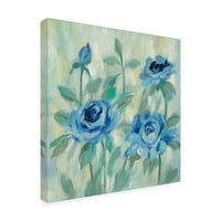 Védjegy Képzőművészet 'Brushy Blue Flowers II' canvas művészet, Silvia Vassileva