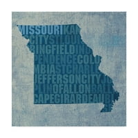 Védjegy Szépművészet 'Missouri állambeli szavak' vászon művészete: Red Atlas Designs