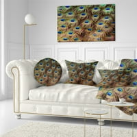 Designart Peacock madár farok tollak közelről - Animal Throw párna - 12x20