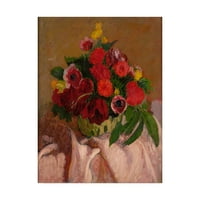 Védjegy Képzőművészet „Vegyes virágok rózsaszín ruhán” vászon művészet, Roderic Oconor