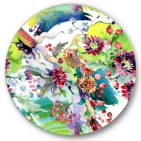 Designart 'vadvirágok és élénk vadrugós levelek x' Modern körfém fali művészet - 11 -es lemez