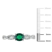 Carat T.G.W. Létrehozott smaragd és gyémánt-accent 10 kt fehér arany végtelen eljegyzési gyűrű